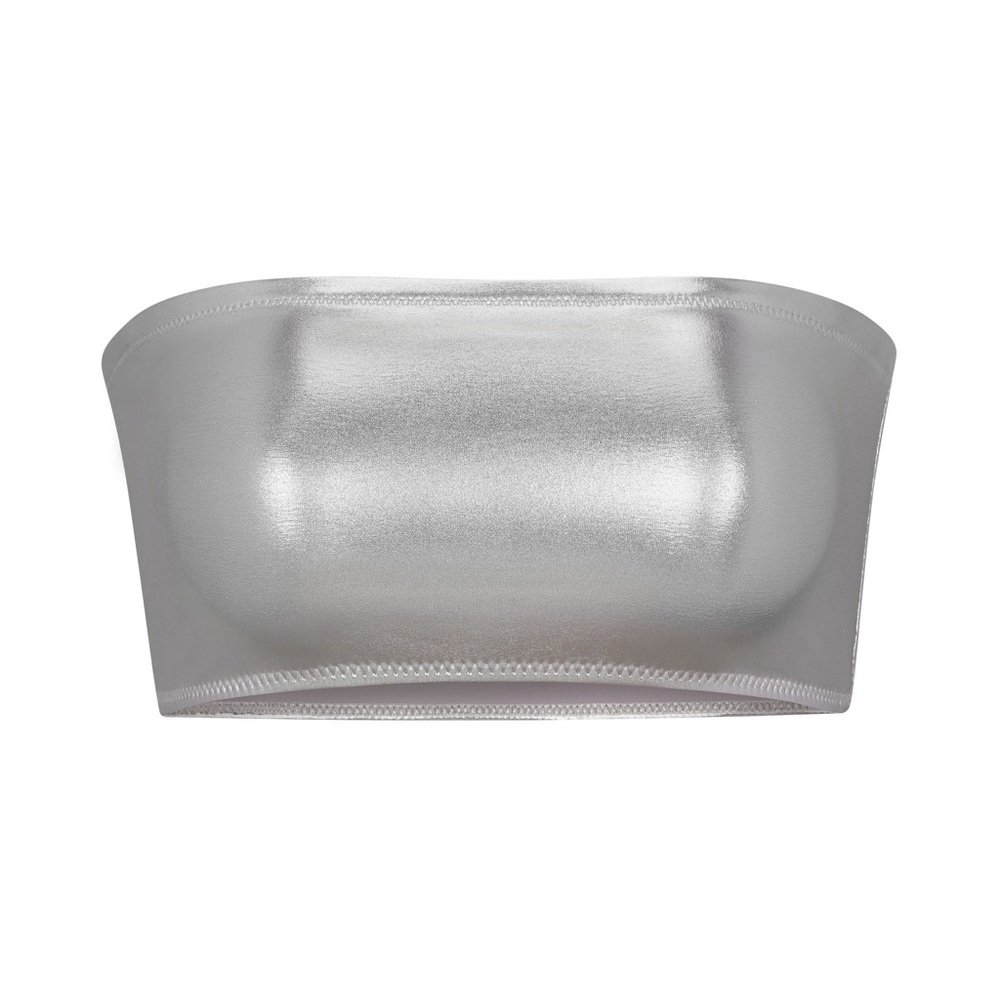 BNWT Skims Metallic Swim Bandeau Top Nickel Silver 3X